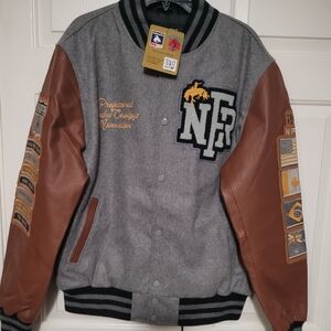 Rodeo Quincy NFR Gray and Brown Women's (Unisex) Bomber Jacket